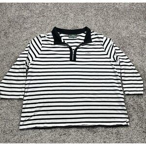 Lauren Ralph Lauren Shirt L Striped 1/4 Zip Nautical Old Money‎ Quiet Luxury